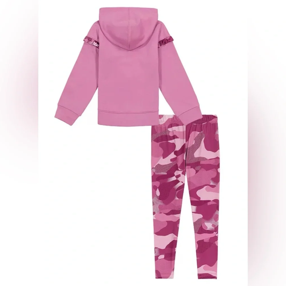 NEW Little Girl Under Armour Zip Up Hoodie & Pink Camo‎ Leggings Set